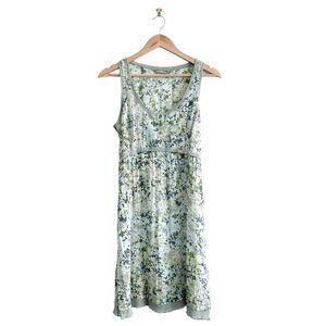 Sandwich Womens Dress Summer Sleeveless Unlined Green Print Sheer Size 36